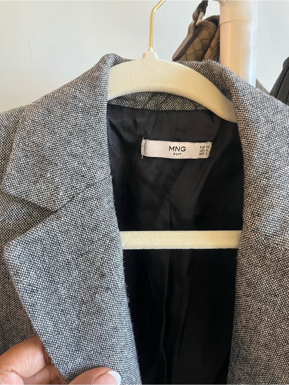 Mango Gray Textured Single-Button Blazer - Picture 3 of 6